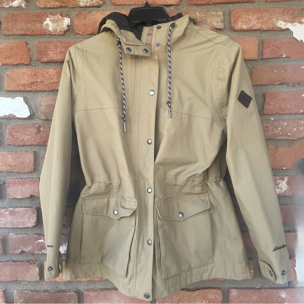 Eddie Bauer Tan Hooded Charly Rain Jacket